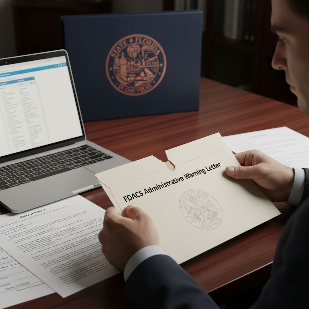 Are You Facing an Administrative Warning Letter From FDACS Under F.S. 482.091(10) and 482.021(22)(b)?